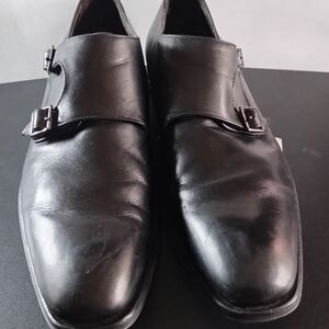 To Boot New York Men's Black Leather Monk Strap Shoes